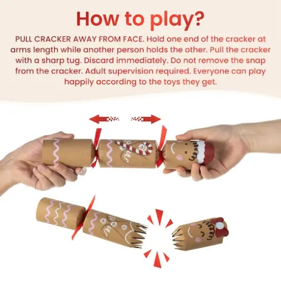 Glitzhome&reg; 8PK 2"D x 12"H Gingerbread Man Christmas Party Crackers with Gift Contents {8}