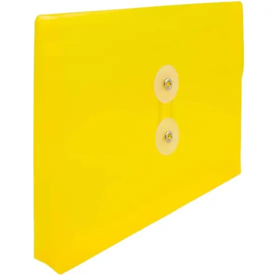 JAM Paper 5.5" x 7.5" Button & String Tie Closure Plastic Envelopes, 12ct. Yellow {5}