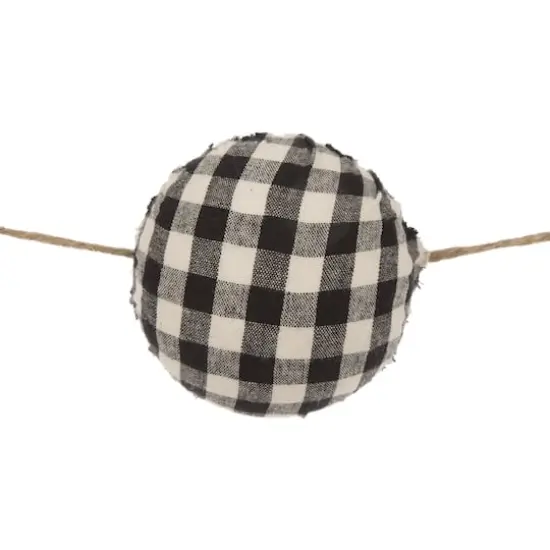 Glitzhome&reg; 6ft. Black & White Plaid Fabric Garland {5}