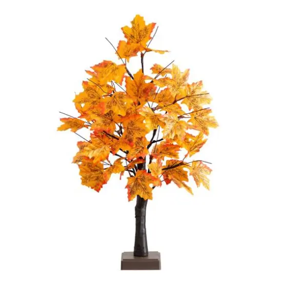 2ft. Pre-Lit Autumn Maple Artificial Fall Tree with 24 Warm White LED Lights and Detachable Base {1}