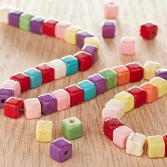 Multicolor Howlite Cube Beads by Bead Landing&trade;, 5mm  {3}