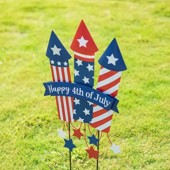 Glitzhome&reg; 30" Patriotic Firecracker Yard Stake {5}
