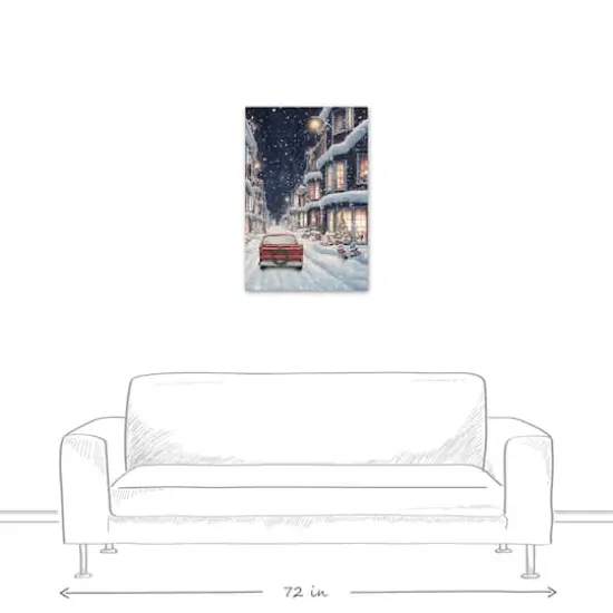 Snowy Christmas Village Canvas Wall Art {4}