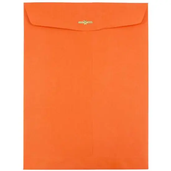 JAM Paper 9" x 12" Orange Recycled Clasp Closure Envelopes {3}