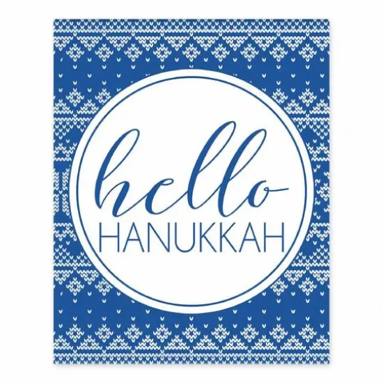 Hello Hanukkah Sweater Pattern 8x10 Tabletop Canvas {1}