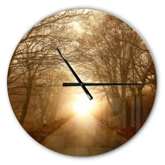 Designart Path To Sunlight In Autumn Forest Wall Clock {1}