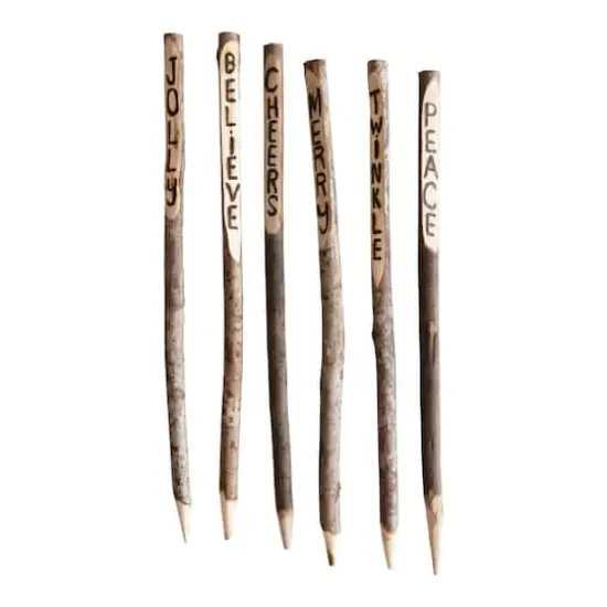 Hello Honey&reg; 24" Natural Holiday Sentiment Wood Stakes, 6ct. {1}