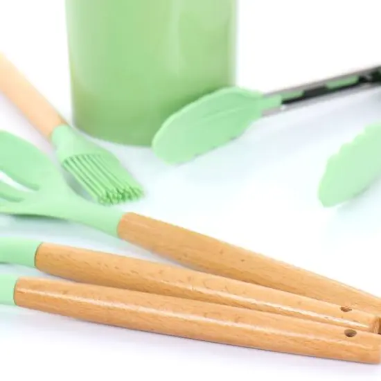 MegaChef Mint Green Silicone & Wood Cooking Utensils Set, 12ct. {6}