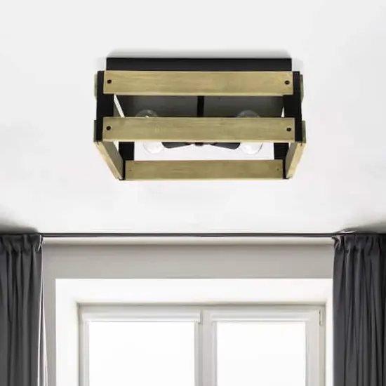 Lalia Home 14" Barnlit 4-Light Decorative Squared Metal Flush Mount {5}