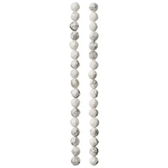 White Faceted Howlite Round Beads, 8mm by Bead Landing&trade; {4}