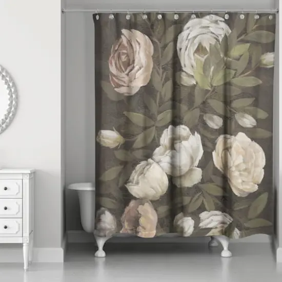 Antique Florals Warm 71" x 74" Shower Curtain {1}