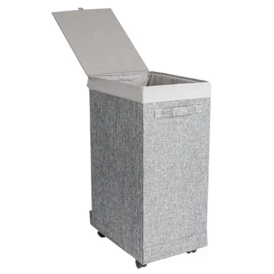 Household Essentials Narrow Collapsible Laundry Hamper with Liner & Lid Graphite {8}