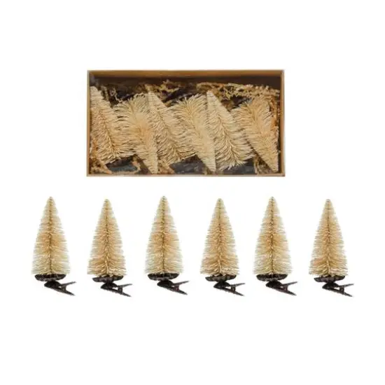 Hello Honey&reg; Cream Sisal Bottle Brush Tree Clip-on Ornaments Boxed Set {1}