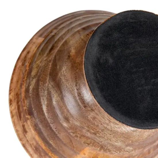 Hello Honey&reg; 9.75" Ridged Mango Wood Footed Bowl Light Brown {6}