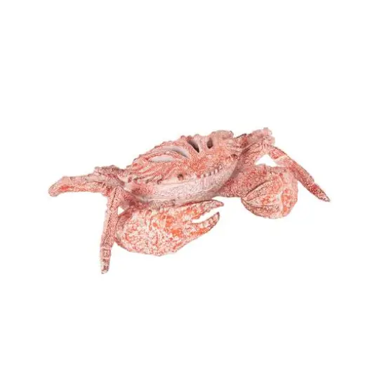10" Polystone Crab Textured Decorative Sculpture Red {4}
