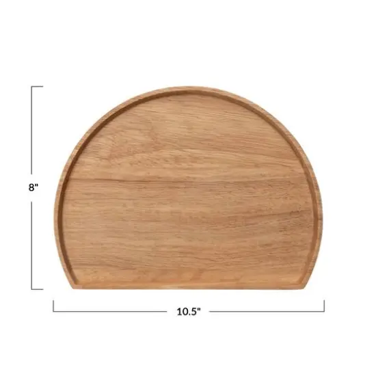 Hello Honey&reg; 11" Natural Modern Wood Semi Circle Tray {6}