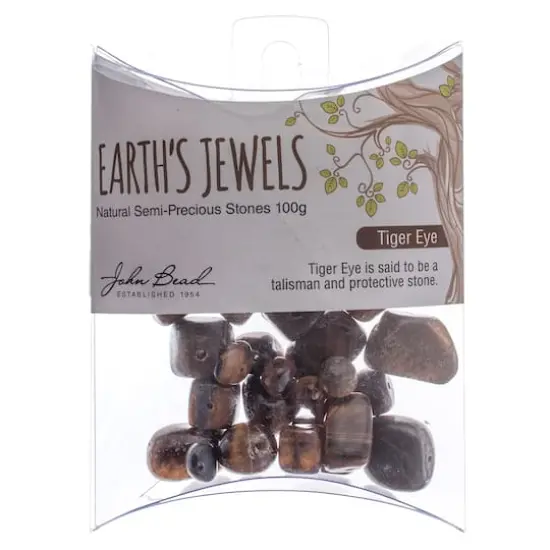 John Bead Earth's Jewels Natural Stone Bead Assortment, 100g Gold Tiger's Eye {3}