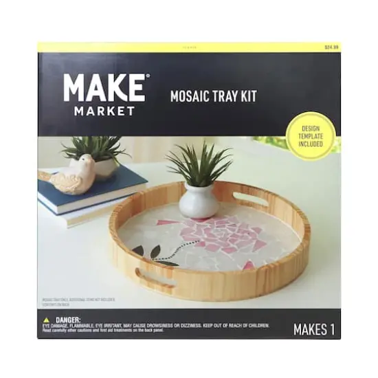 14" Round Pink Rose Mosaic Tray Kit by Make Market&reg; {1}