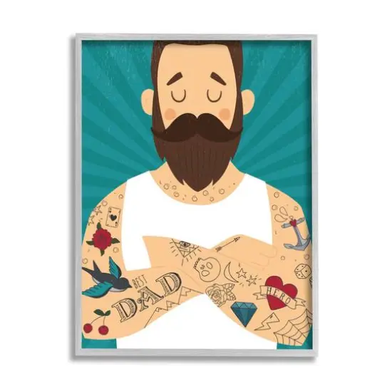 Stupell Industries Best Dad Father's Day Tattoos Framed Giclee Art Gray {1}