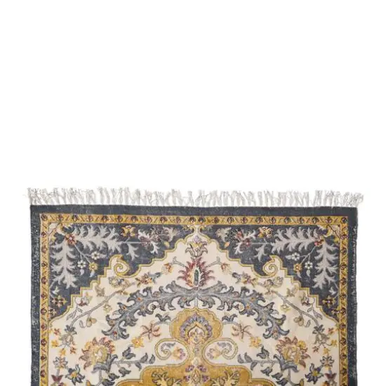 Hello Honey&reg; Multicolor Woven Cotton Distressed Print Rug with Fringe, 4ft. x 6ft. {8}