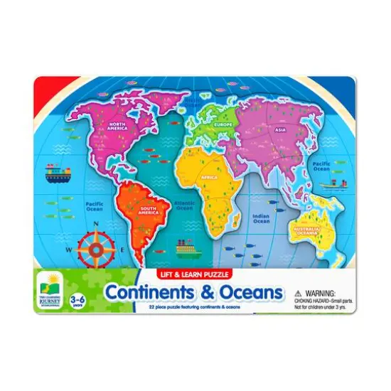 Lift & Learn Puzzle - Continents & Oceans: 22 Pcs {1}