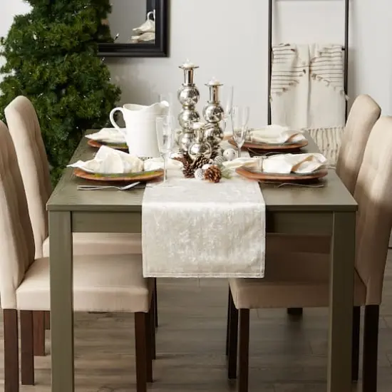 DII&reg; 108" Velvet Table Runner Cream {6}