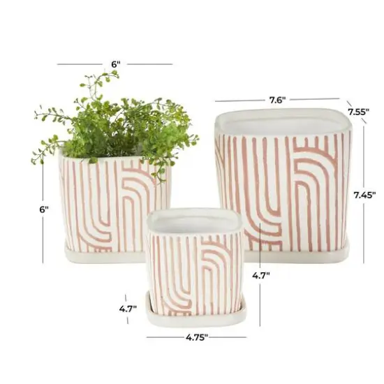 Pink Geometric Linear Arch Pattern Planter Set {8}