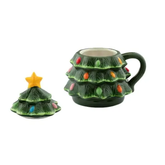 Mr. Christmas 16oz. Green Nostalgic Ceramic Tree Lidded Mug {4}