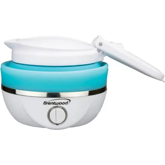 Brentwood Blue 0.85qt. Dual-Voltage Collapsible Travel Kettle {4}