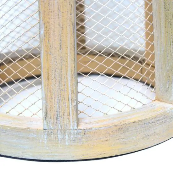 Lalia Home 29" Wooded Arch Table Lamp with White Fabric Shade Natural Wood and White {8}