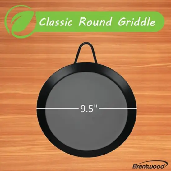 Brentwood 9.5" Single Burner Carbon Steel Nonstick Comal Griddle {5}