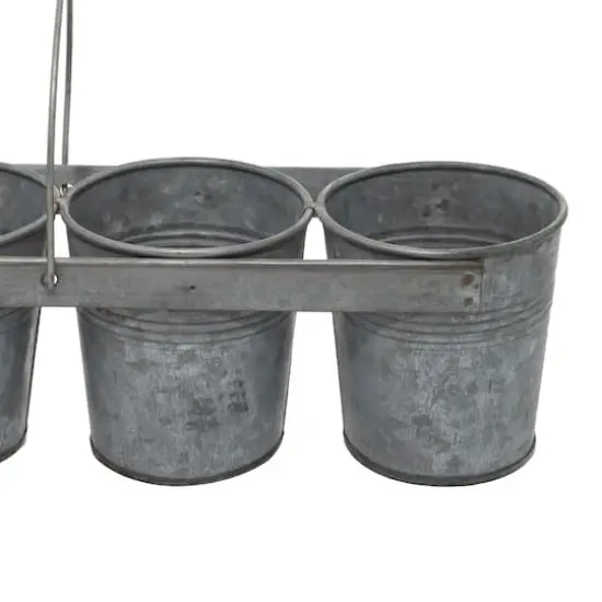 Gray Metal Farmhouse 5-Pot Planter {5}