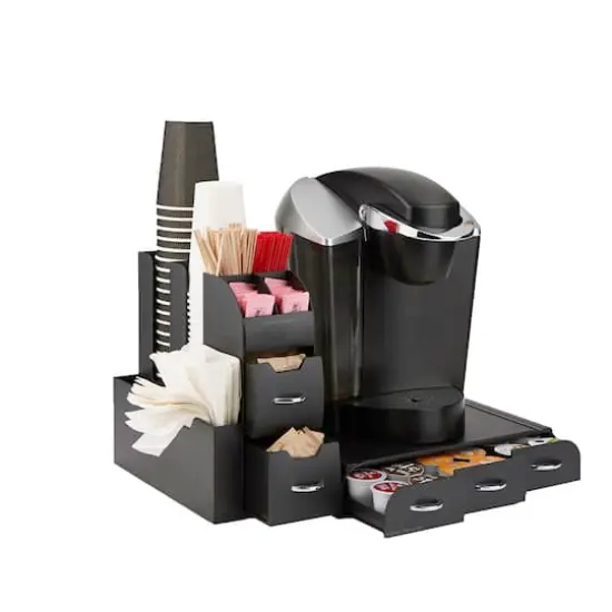 Mind Reader Black 2-Piece Single Serve Coffee Pod Drawer and Condiment Organizer Caddy Station {3}