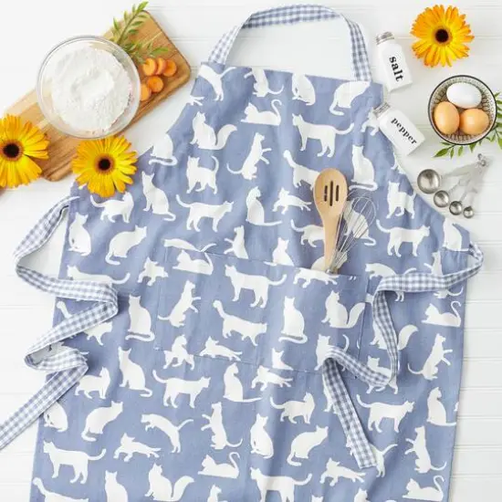 DII&reg; Cat Print Chef Apron Stonewash Blue {7}