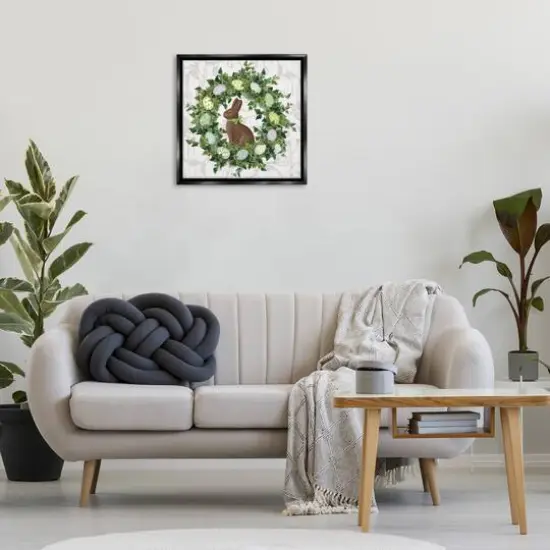 Stupell Industries Spring Easter Egg Wreath Floater Framed Art Black {3}