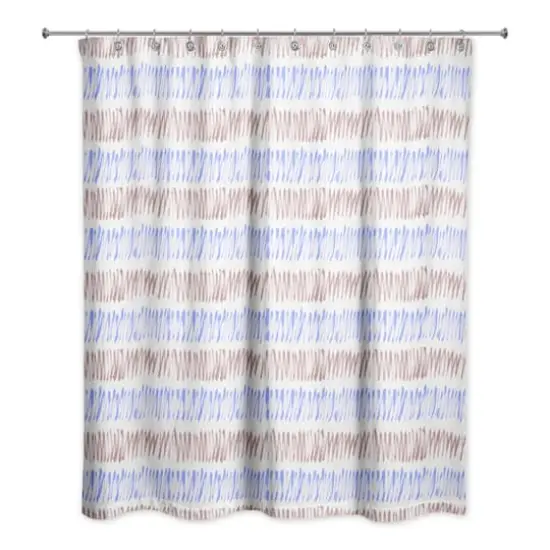 Hatch Lines Shower Curtain Blue and Brown {1}