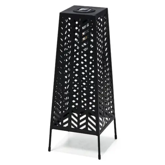 Glitzhome® 21.5" Metal Geometric Solar Powered Floor Lantern {1}