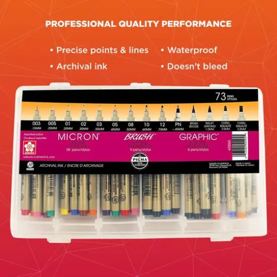 Pigma&reg; 73 Pen Set with Reusable Storage Case {7}