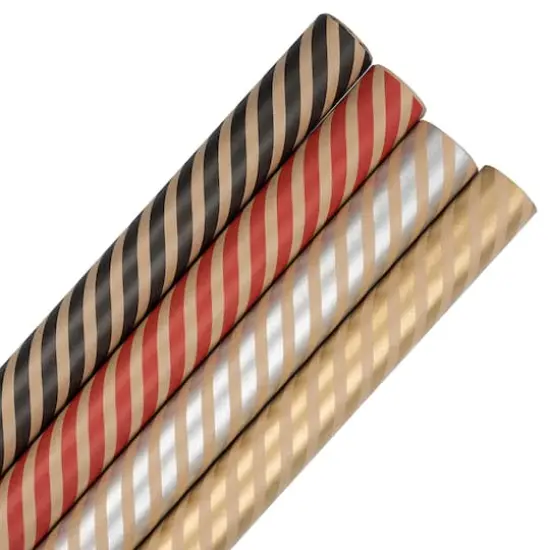 JAM Paper Assorted Kraft Stripe Gift Wrap Set, 4ct.  {1}