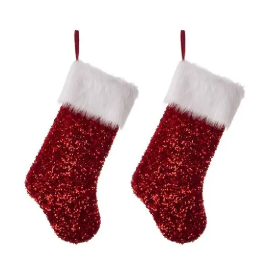 Glitzhome&reg; 21" Red Sequin Stocking, Set Of 2 {1}