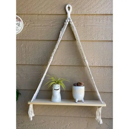 Flora Bunda 20" x 5.8" Macram&eacute; Hanging Shelf {4}