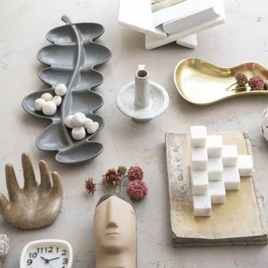 Hello Honey&reg; 5" White Decorative Marble Stairstep Bookends Set {3}