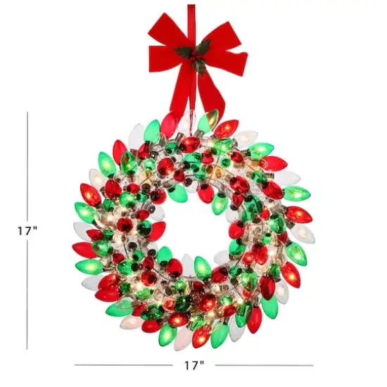 17" Retro Red & Green LED C9 Bulb Wreath {4}