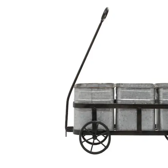 Silver Metal Farmhouse Wagon Planter {6}