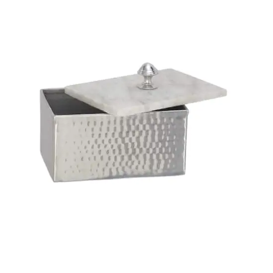 Gray Rectangular Aluminum Jewelry Box with Stoneware Lid {3}