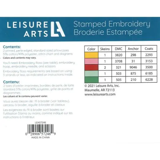 Leisure Arts&reg; Hearts Pillowcase Stamped Embroidery Kit {3}