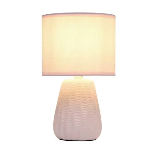 Simple Designs 11" Mini Ceramic Pastel Table Lamp Light Pink {3}