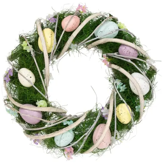 15" Speckled Eggs & Spring Flowers Easter Wreath {1}