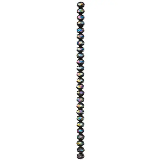 Black Aurora Borealis Striped Glass Faceted Rondel Beads, 8mm by Bead Landing&trade; {4}