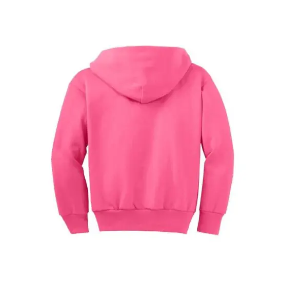 Port & Company® Youth Core Fleece Full-Zip Hooded Sweatshirt Neon Pink {5}